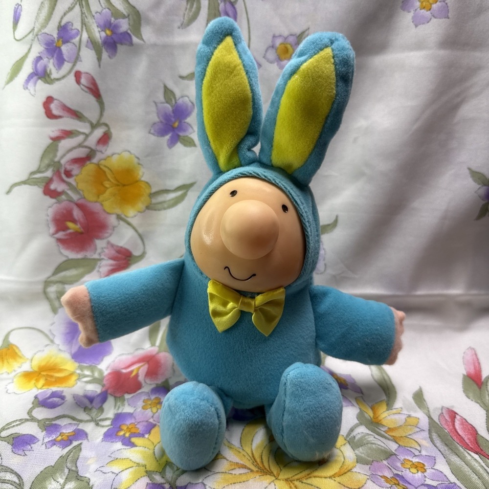 Ziggy Easter Bunny Plush Doll 10" American Greetings Vintage Blue Rabbit